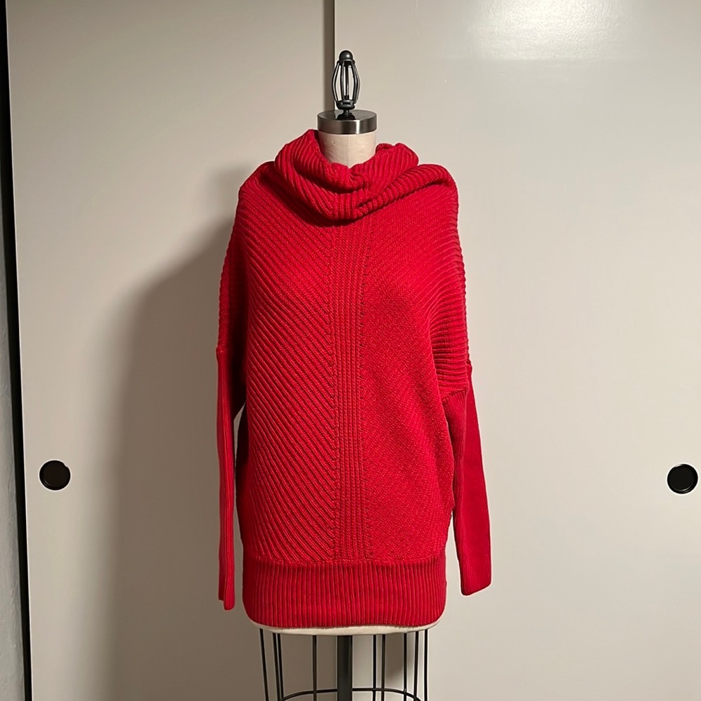 WeSC cotton red sweater with front detail
